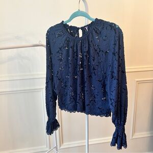 Free People blue Olivia Lace blouse (XS)